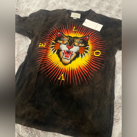 Gucci Angry Cat Printed Cotton Jersey T-Shirt Sz XS - Picture 7 of 7